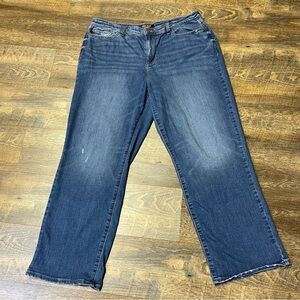 Judy Blue Jeans High Waist Straight Leg Stretch Denim Women's 15/32 Distressed
